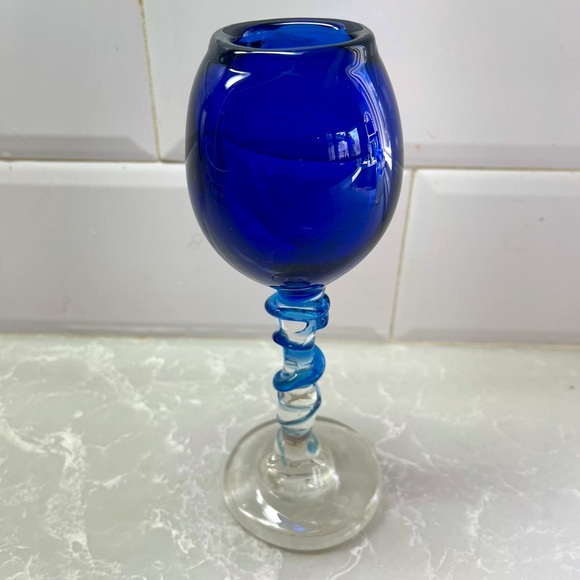 Hand Blown Iridescent Swirl Wine Glasse-Set of 4 - Picture 1 of 5